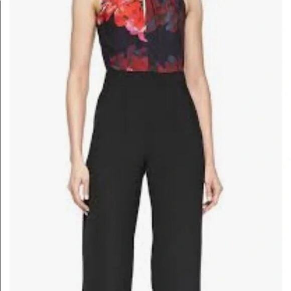 Trina Turk Floral & Black Halter‎ Jumpsuit Size 6 - Picture 6 of 14